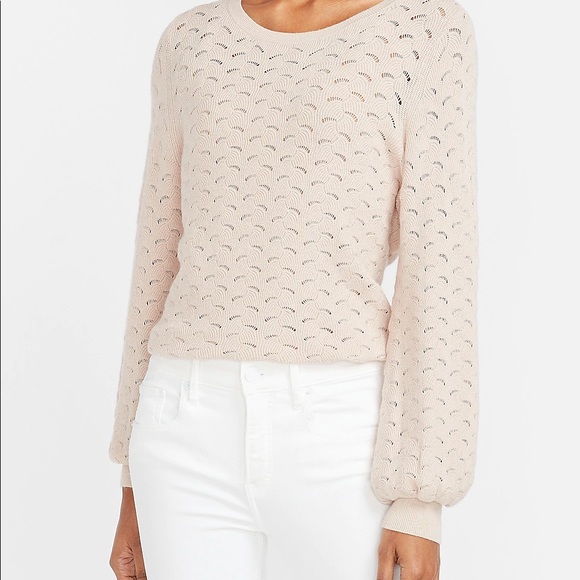 Express Sweaters - Express Pointelle Skimming Crew Neck Sweater